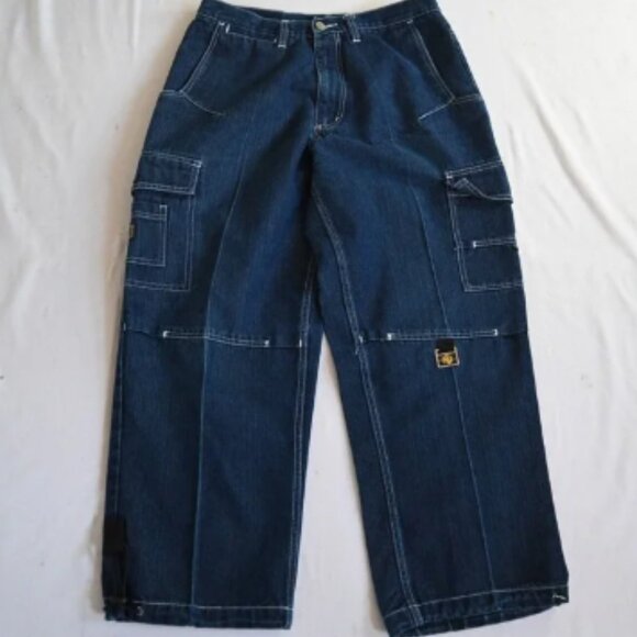 Southpole 34x30 Baggy Urban Y2K Cargo Paratrooper Dark Denim Mens Jeans